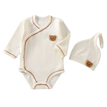 Bear Baby Romper Beanie Set Cozy Outfit | Blooming Babies
