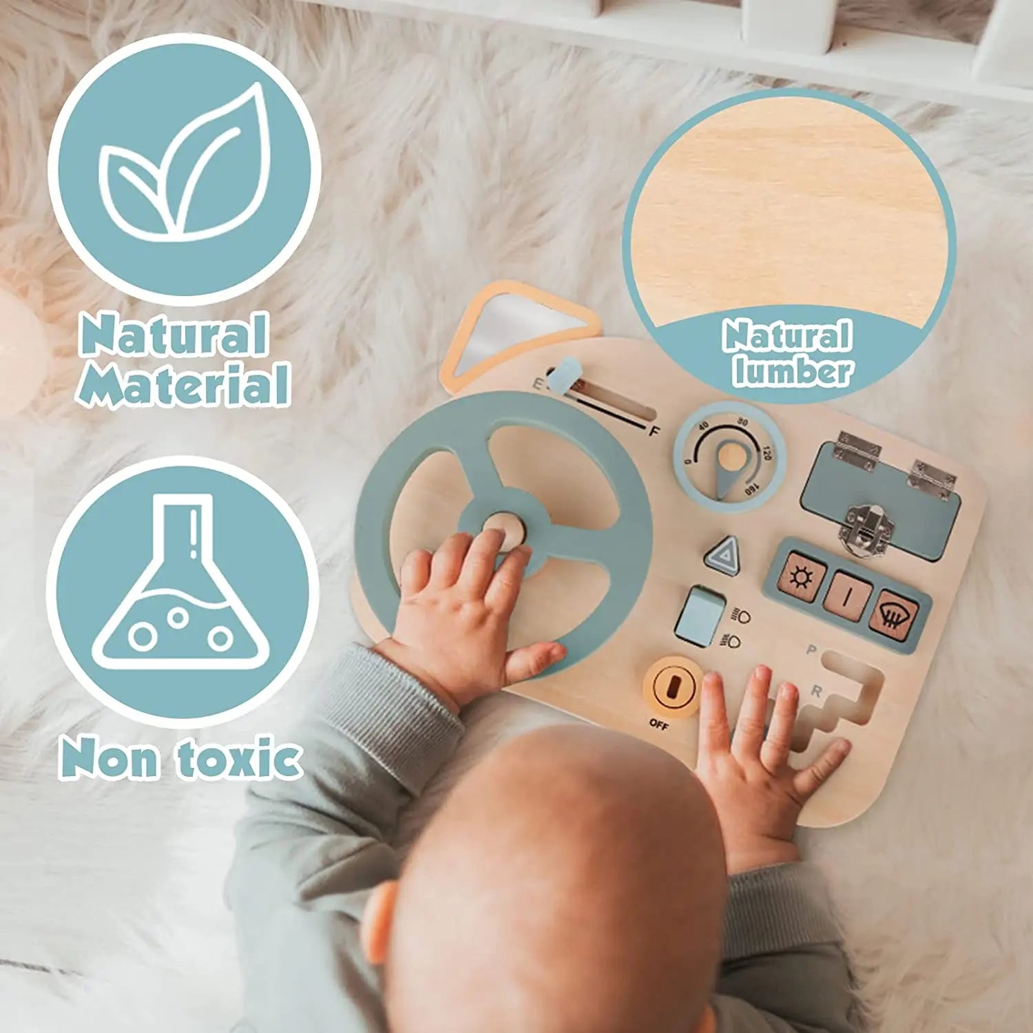 Steering Wheel Busy Board Montessori Toy | Blooming Babies