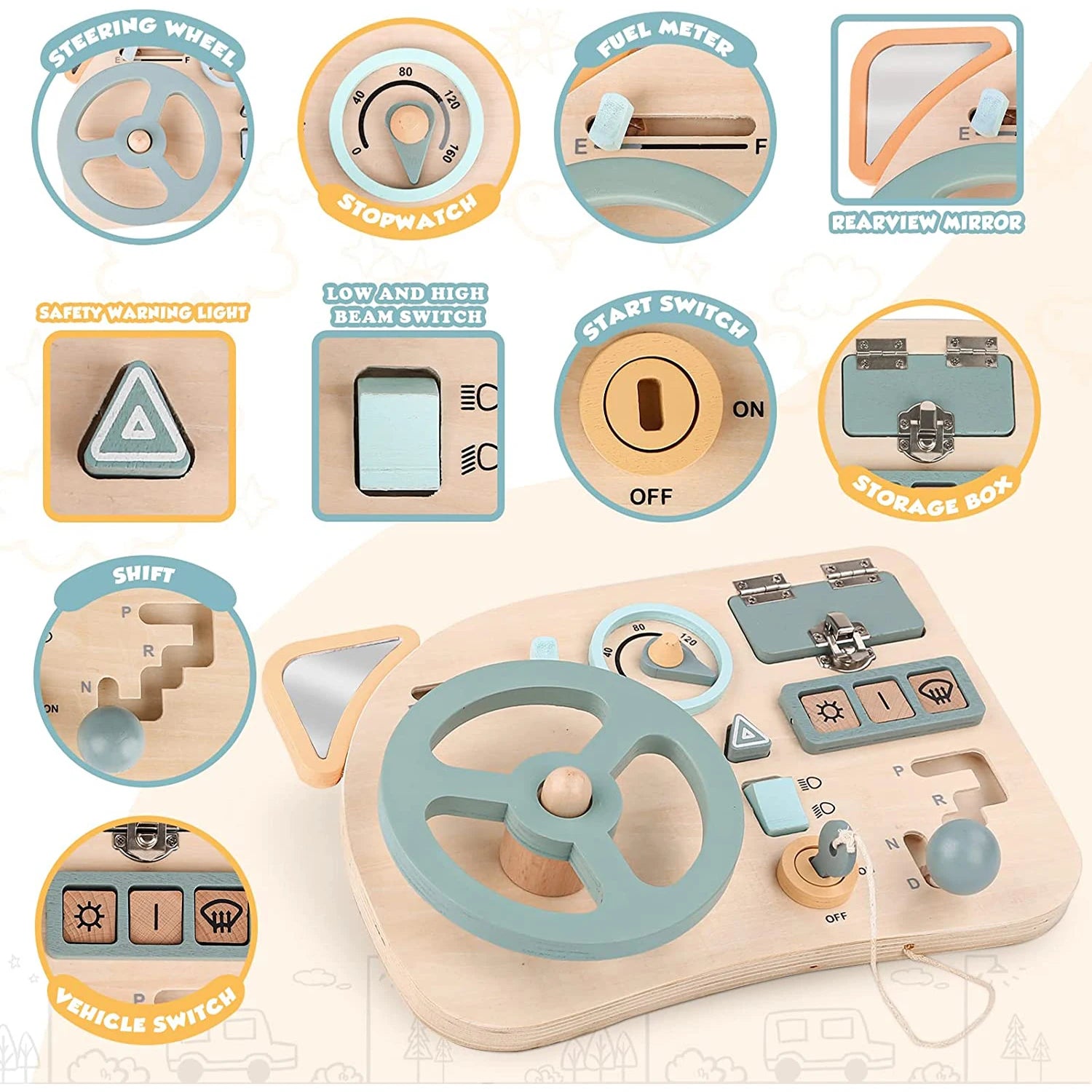Steering Wheel Busy Board Montessori Toy | Blooming Babies