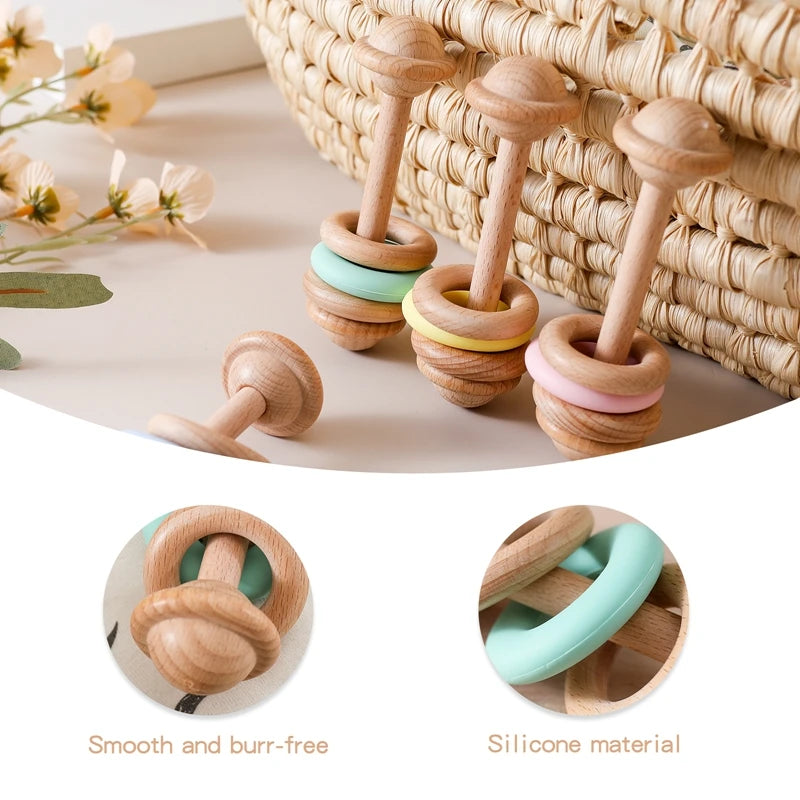 Wooden Rattle Teether Ring