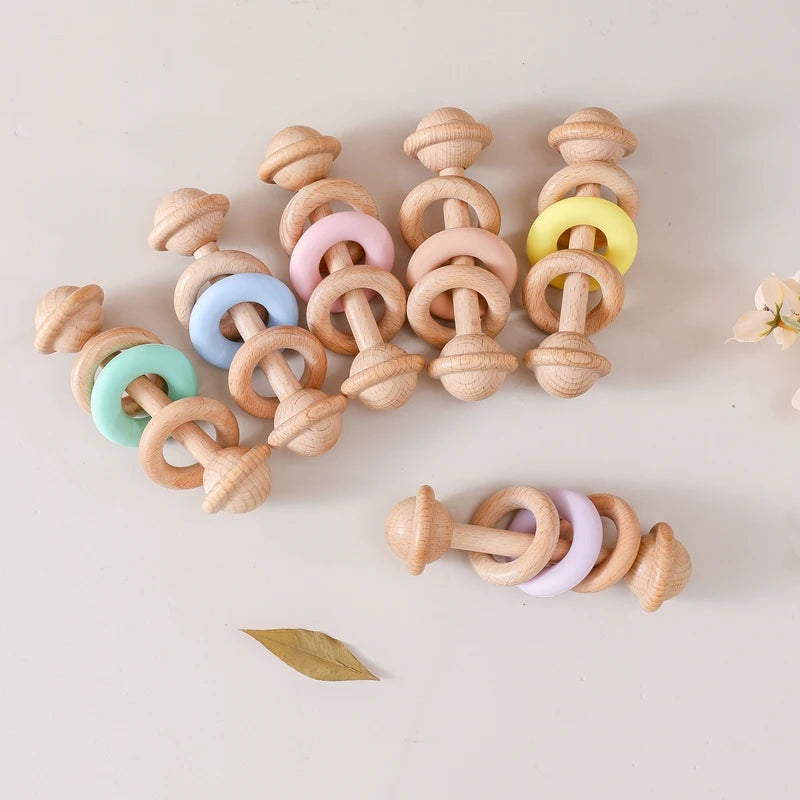 Wooden Rattle Teether Ring