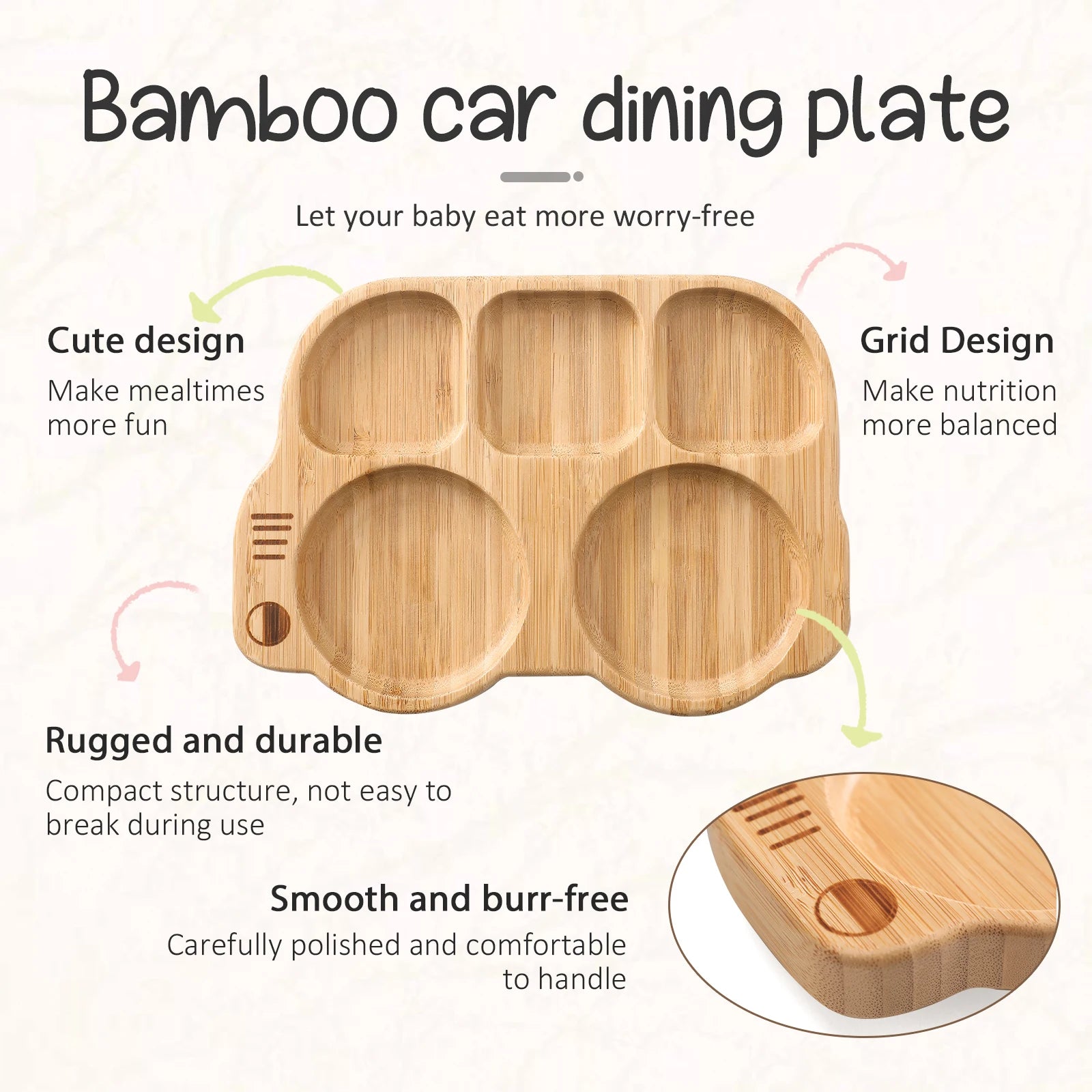 Wooden Car Tableware Set for Toddlers | Blooming Babies