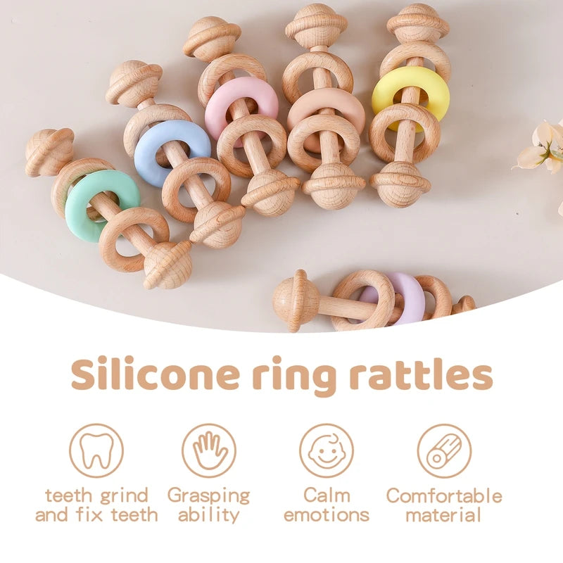 Wooden Rattle Teether Ring
